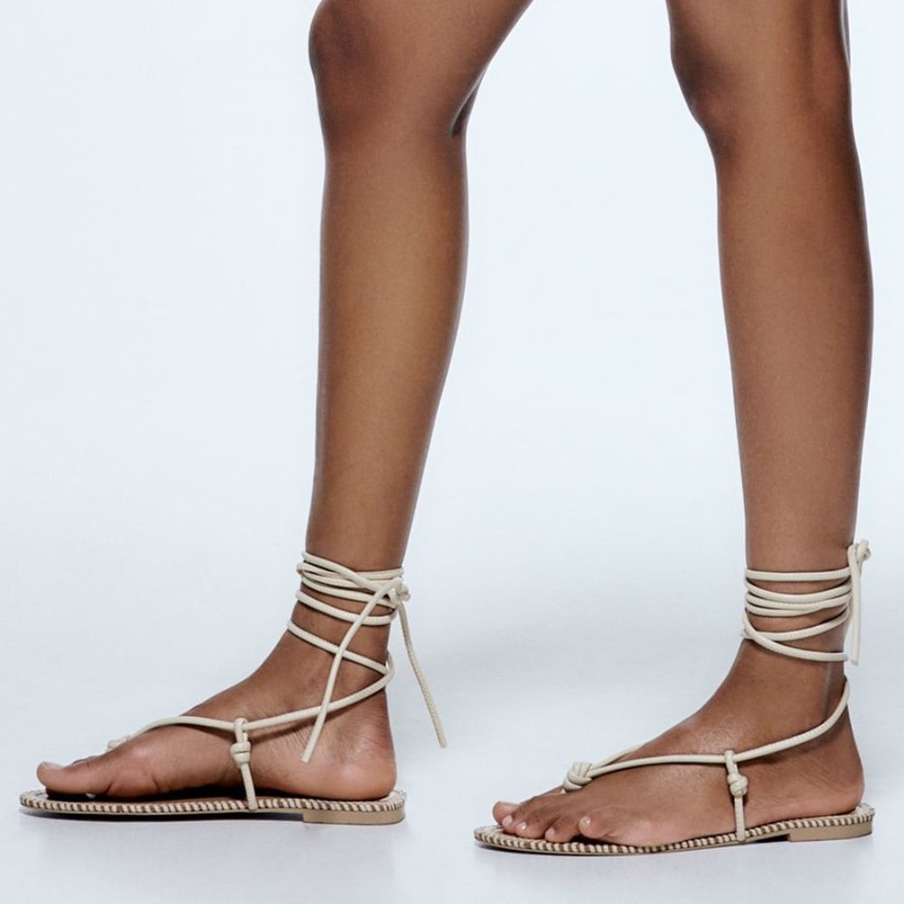 ZARA Lace-Up Leather Sandals